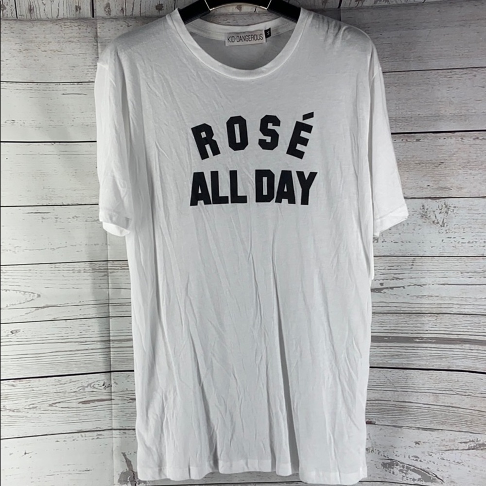 Kid Dangerous Womens White Rose All Day Graphic T-shirt Size M